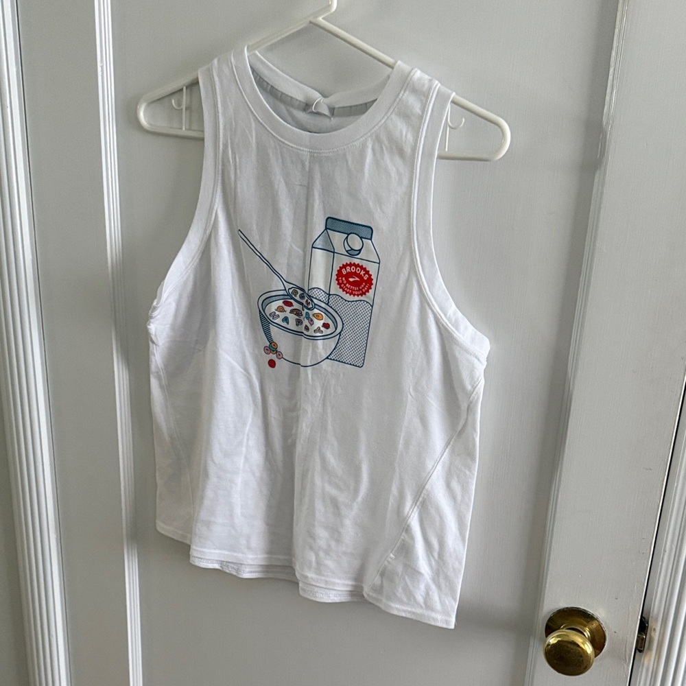 Women’s White Brooks Tank Top with Cereal Print